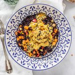Venere black rice with curry chicken